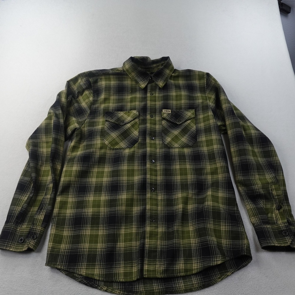 Dixxon Action Flannel Shirt Mens Medium Green Black Plaid Snap Front D-Tech